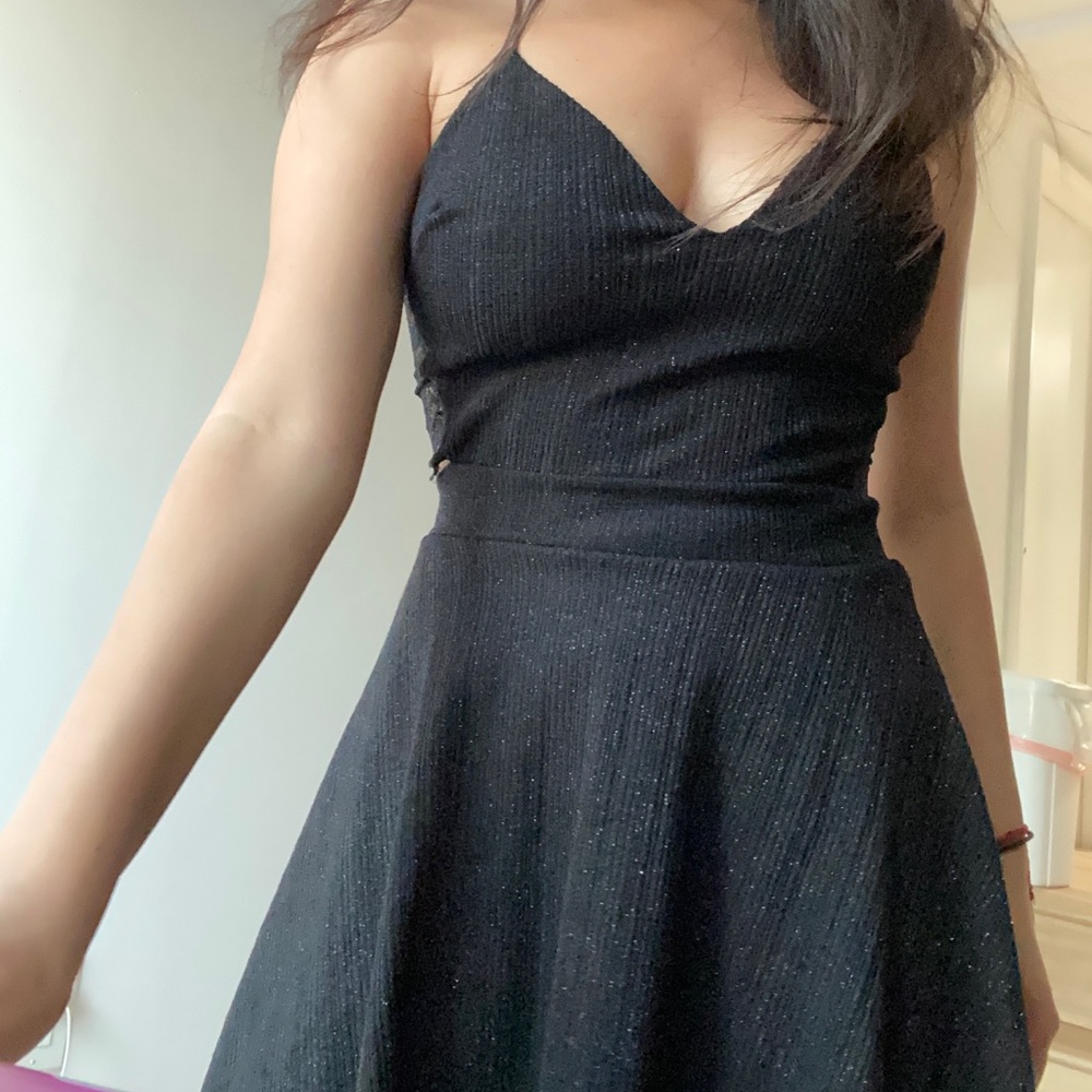 Black glittery flowy dress